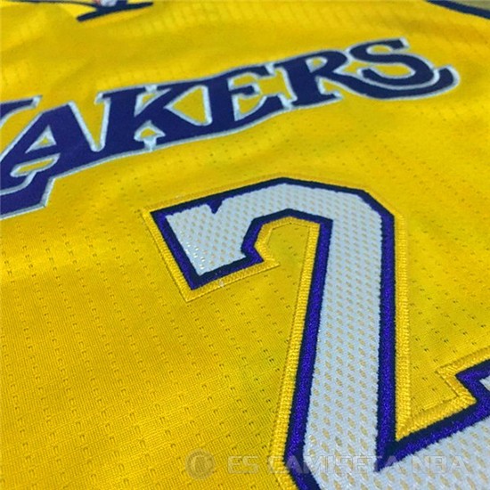 Camiseta Lonzo Ball #2 Los Angeles Lakers 2017-18 Amarillo - Haga un click en la imagen para cerrar